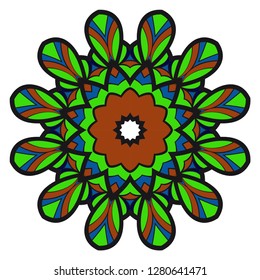 Green, blue color Modern floral vector ornaments. Decorative flower mandala. vector illustration