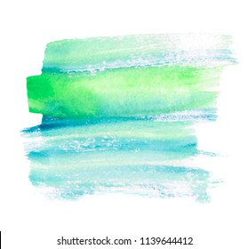 Green blue color vector isolated watercolor grain nature stroke. Aquarelle hand drawn paper texture striped line smear element for art design, wallpaper, card, banner, label