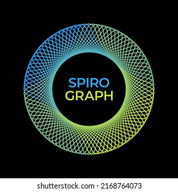 Green and blue colored abstract spirograph on a black background vector illustration.