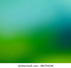 Green and blue colored blurry abstract vector background with halftone effect. Smooth gradient backdrop