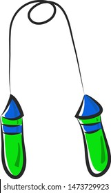 A green and blue colored jump rope, vector, color drawing or illustration.