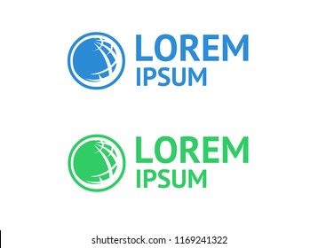 Green and blue colors of Globe logos set. Earth logo vector stock template. Globe sign icon for company and bank.