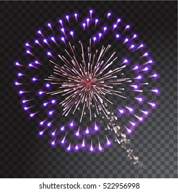 Green and blue coloured firework isolated on transparent background. Vector illustration