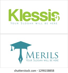 green blue combination text icon people hat signature pen logo design concept vector suitable for education university academic school 