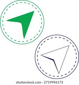 Flechas de dirección de brújula verde y azul en círculos