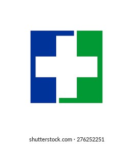 green and blue cross logo template