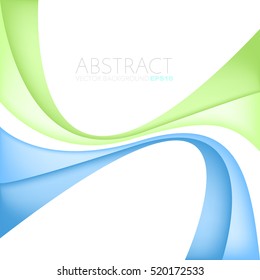 Green and blue curve line vector background on white space with green and blue overlap paper layer and blue curve line for text and message design