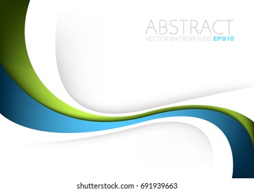 Green and blue curve line vector background overlap layer paper on white space for text and message design