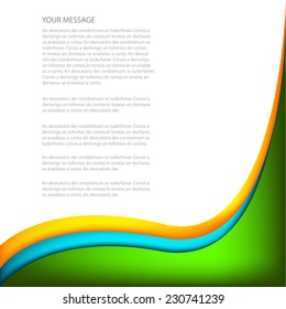 Green blue curve and orange line background on white space overlap layer for text and message modern artwork design background