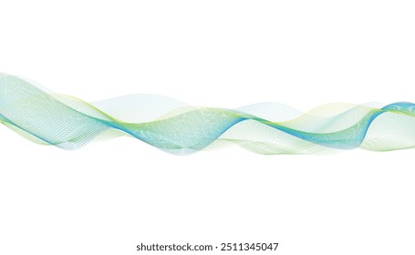 Green blue cyan tech wavy lines gradient vector illustration, abstract blue and green wavy background 