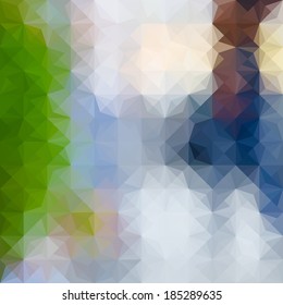 Green and blue defocused background with geometric ornament