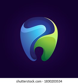Plantilla de diseño de logotipos para degradados de odontología verde y azul