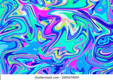 Green blue digital marbling. Abstract marbled backdrop. Holographic abstract pattern. Neon color mesh background. Colorful marbling texture for trendy surface design. Contrast liquid color flow