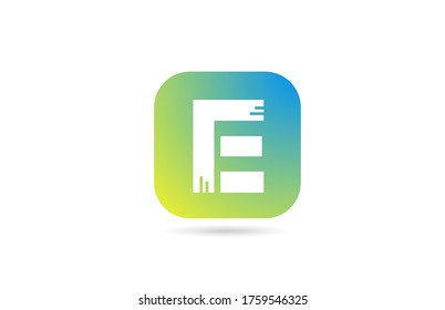 green blue E alphabet letter logo icon design for company and business. Pastel color template