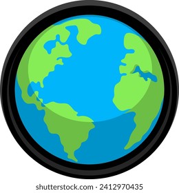 green and blue earth image icon illustration. flat illustration draw