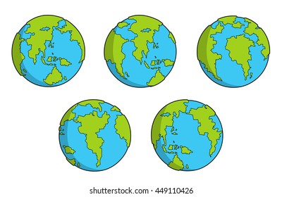 green and blue earth movement set