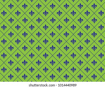 Green and Blue Fleur de Lis