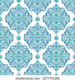 Green and blue floral seamless pattern. Vintage vector, paisley elements. Traditional,Turkish, Indian motifs. Great for fabric and textile, wallpaper, packaging or any desired idea.