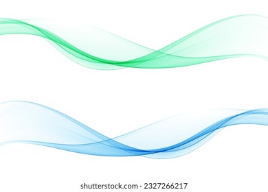 Green and blue flow of wavy lines, abstract wave background. Set of vector waves.