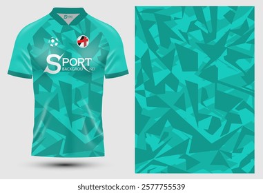 Green and blue football shirt with a modern and unique design. It has a different and interesting graphic pattern.