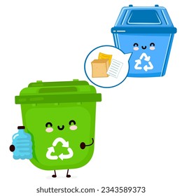 green and blue garbage bins sticker to informational graphic cute vector