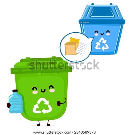 green and blue garbage bins sticker to informational graphic cute vector
