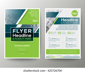 Green And Blue Geometric Background Poster Brochure Flyer Leaflet Design Layout Vector Template In A4 Size
