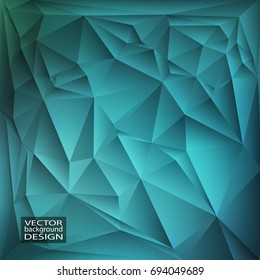 Green blue geometric background with triangles. Blurred gradient mosaic pattern. Vector illustration.