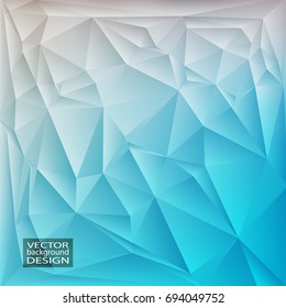 Green blue geometric background with triangles. Blurred gradient mosaic pattern. Vector illustration.