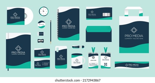 Green and blue geometric corporate identity design template.Business stationery items set in green and blue.
Stationary template for branding.