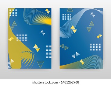 Green, blue geometric shapes with lines waved design for annual report, brochure, flyer, poster. Abstract background vector illustration for flyer, leaflet, poster. Abstract A4 brochure template.
