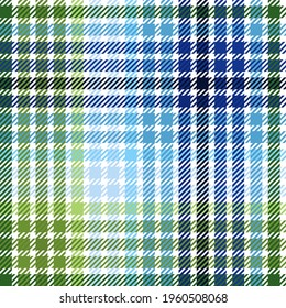 Ombré green and blue gingham. Pretty and fresh seamless vector plaid pattern suitable for summer fashion, home decor, stationary and backgrounds.