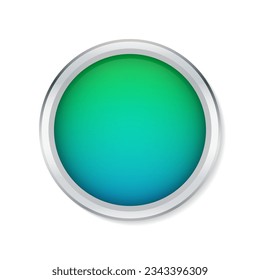 Green and blue glossy badge or button on white background