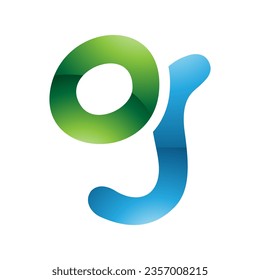 Green and Blue Glossy Letter G Icon with Soft Round Lines on a White Background