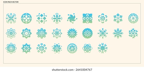 Green and Blue Gradient Abstract Geometric Patterns Icons for Modern Design