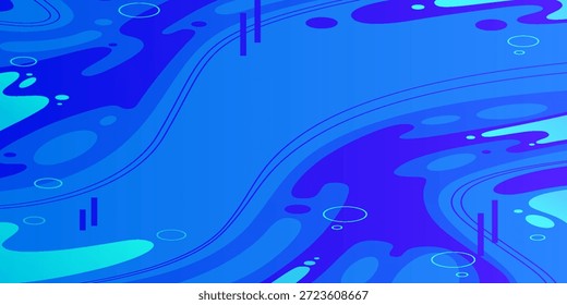 Green Blue Gradient Abstract Liquid Fluid Background. Memphis Style. Circle Line