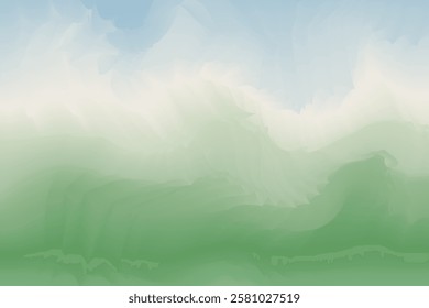 Green and blue gradient background with a smooth, fluid texture resembling ocean waves or misty landscapes. Great for presentations, web design, and branding.