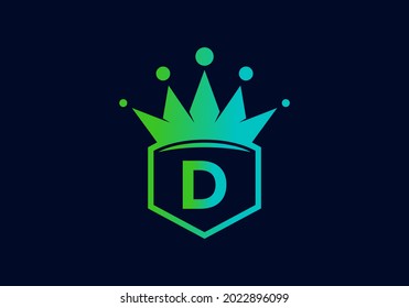 Color de gradiente azul verde de la letra inicial D en el marco con el diseño de la corona