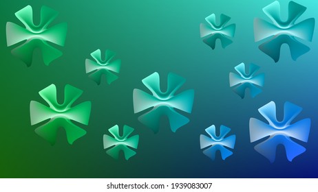 Green blue gradient decorated with paper flower illustration nice for wallpaper