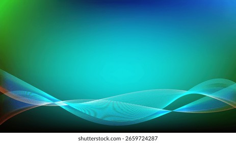 Fondo abstracto de malla degradada azul verde con líneas mezcladas onduladas agradable para el Fondo de pantalla o el Anuncio
