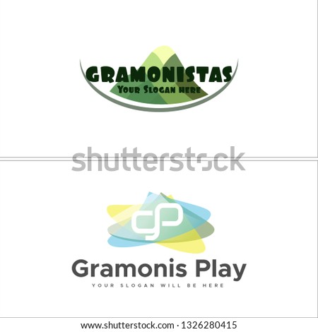 Green blue gray line art swash mountain combination mark logo design concept suitable for hill arts designer entertainment arts events organizer party