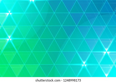 Green and Blue Grid Mosaic Background with Lights . Isolated Vector Elements