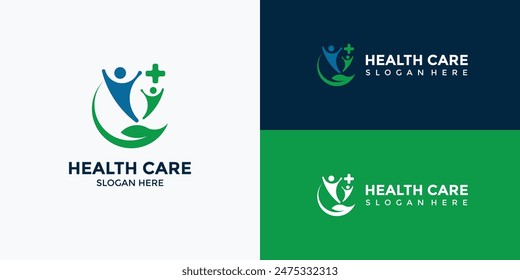 green and blue health and medical logo