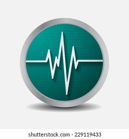 Green blue Heart pulse monitor with signal. Heart beat. icon.