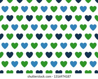Green and blue hearts cute decorative background