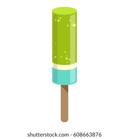Green And Blue Ice-Cream Bar On A Stick. Isolated Cartoon Object
