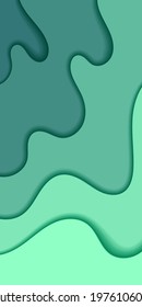 Green and blue imitated paper wave. Paper cut. Shadow on wave. 
