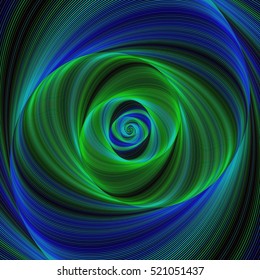 Green blue infinity - abstract spiral fractal background