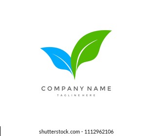 Green & Blue Leaf Logo Icon