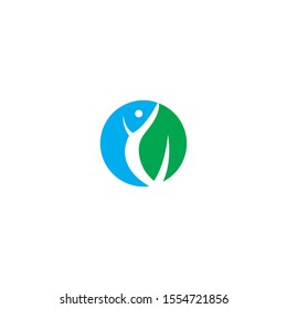 Green blue leaf logo illustration, silhouette leaf symbol logo